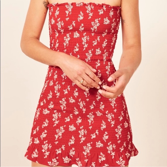 NWT Reformation Chantilly Floral Red Mini Dress Size S - Picture 5 of 13